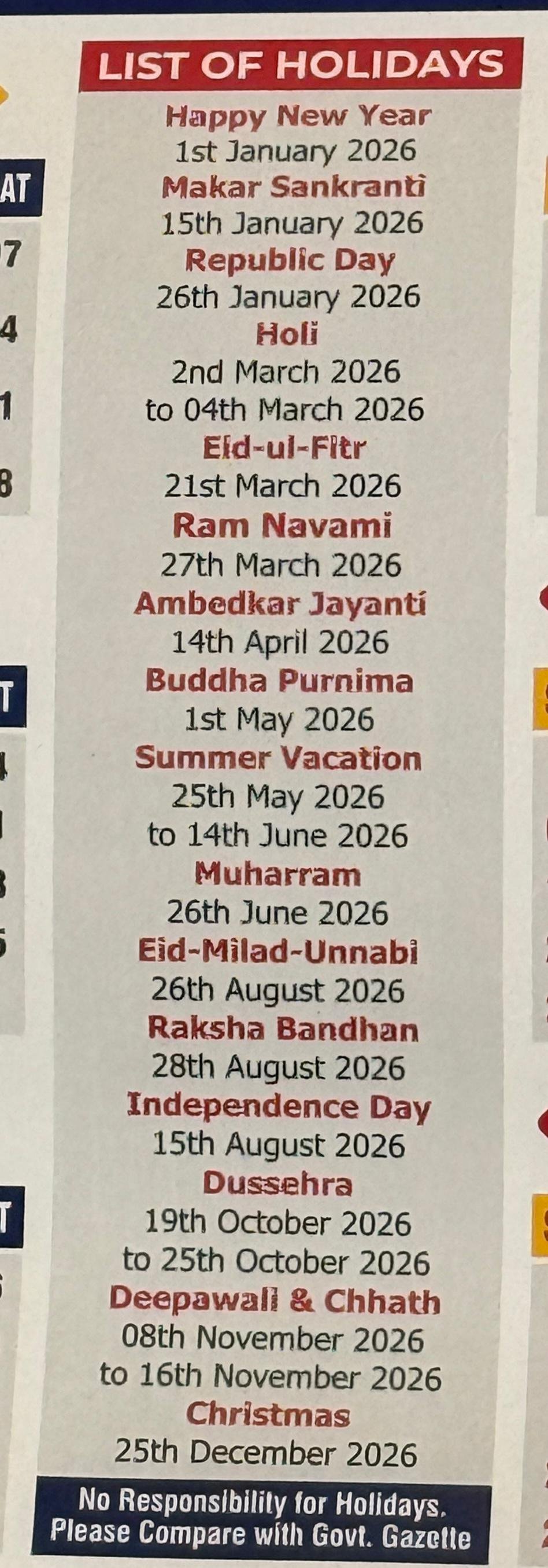 Academic Calendar